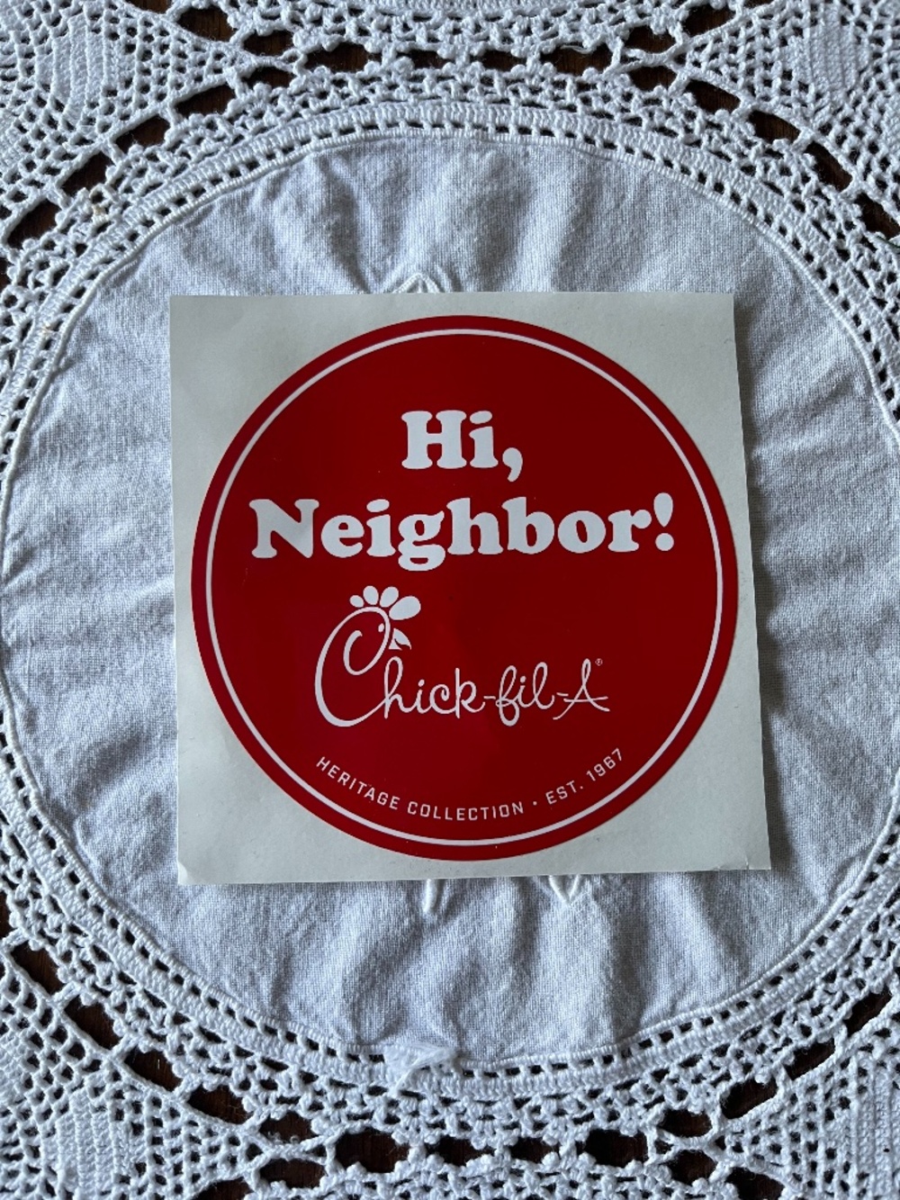 NEW Chick-Fil-A Hi Neighbor decal sticker red & white